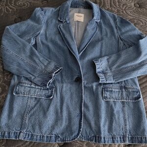 Abercrombie & Fitch Light Blue Denim Blazer